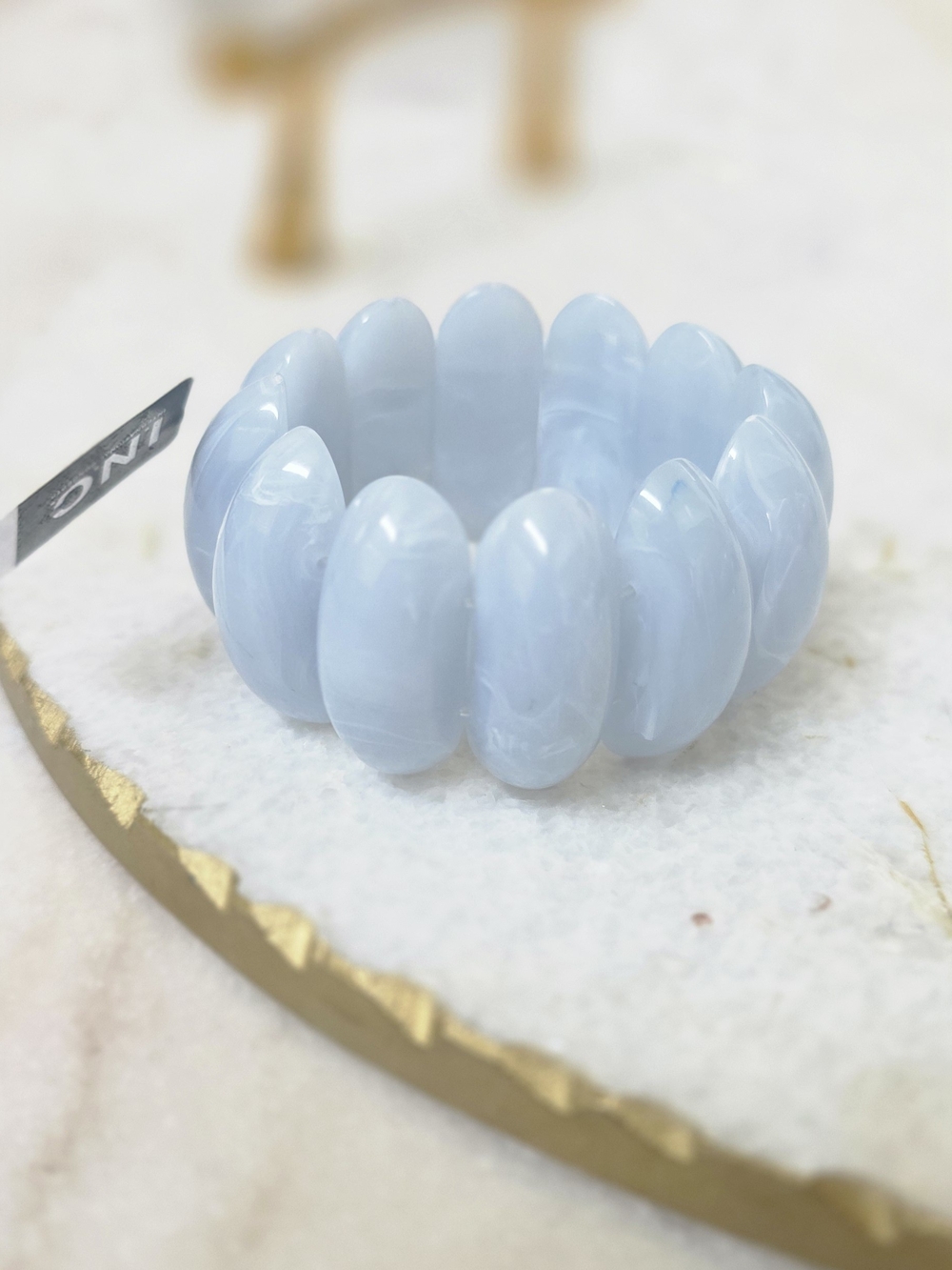 INC International Concepts Blue Shell Stretch Tower Bracelet Light Blue NWT